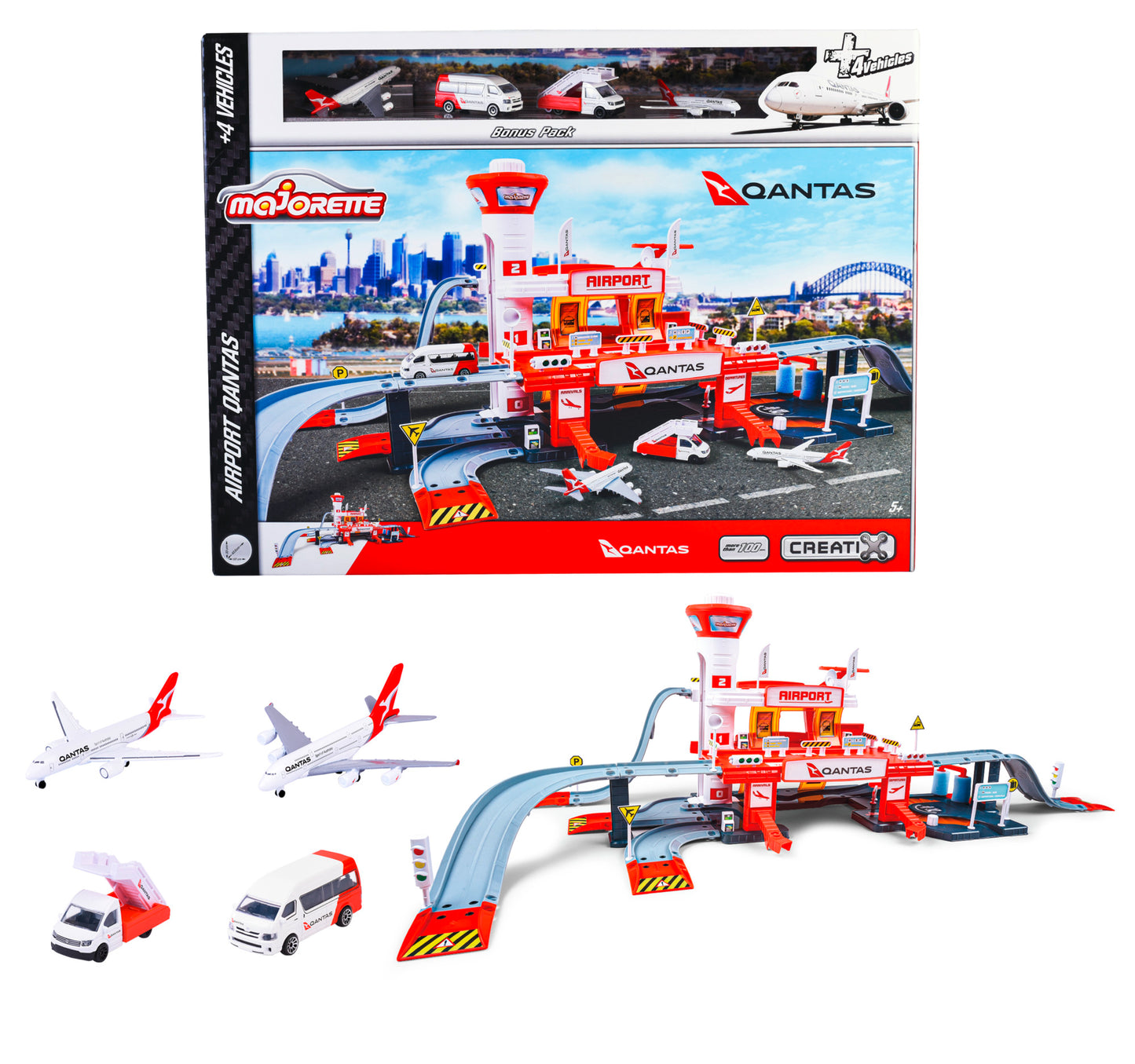 Majorette - Qantas Airport Playset + 4 Cars