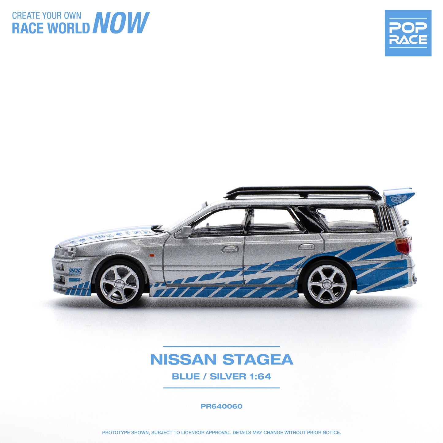 Pop Race - Nissan Stagea Blue / Silver - 1:64 Scale