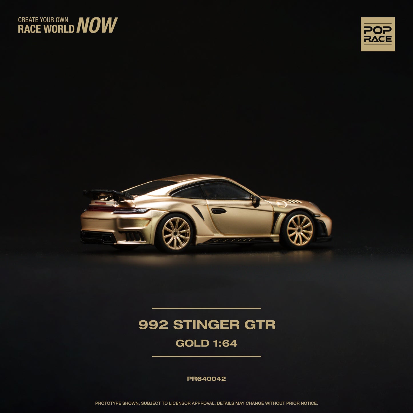 Pop Race - Porsche 992 Stinger GTR Gold - 1:64 Scale