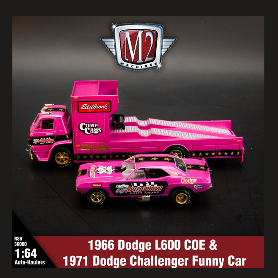M2 Machines - 'Auto-Haulers' Mix 86 -1966 Dodge L600 COE + 1971 Dodge Challenger Funny Car