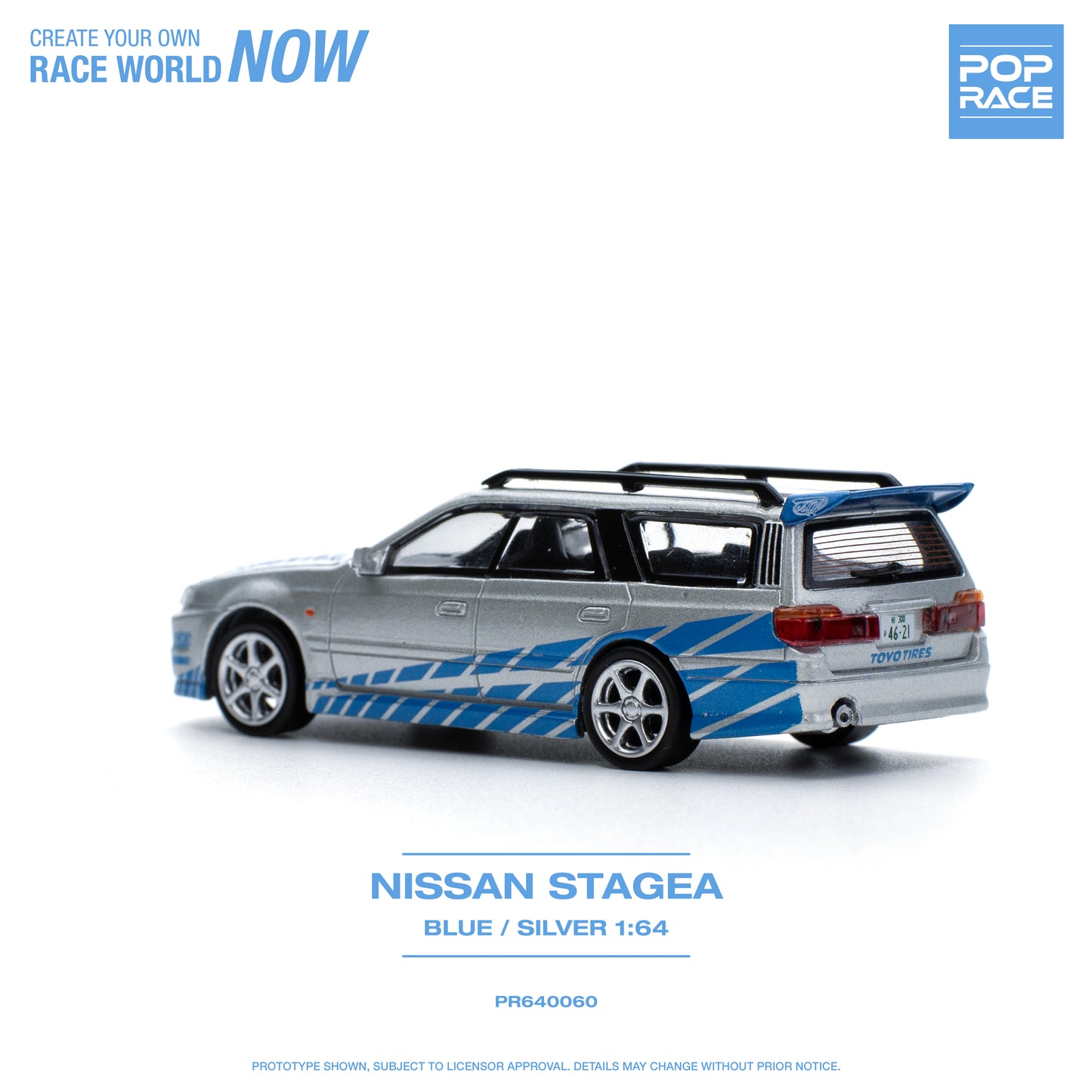 Pop Race - Nissan Stagea Blue / Silver - 1:64 Scale