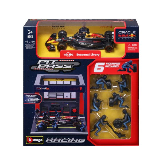 Bburago - 2024 Red Bull F1 Pit Pass Playset - #1 Max Verstappen - 1:43 Scale