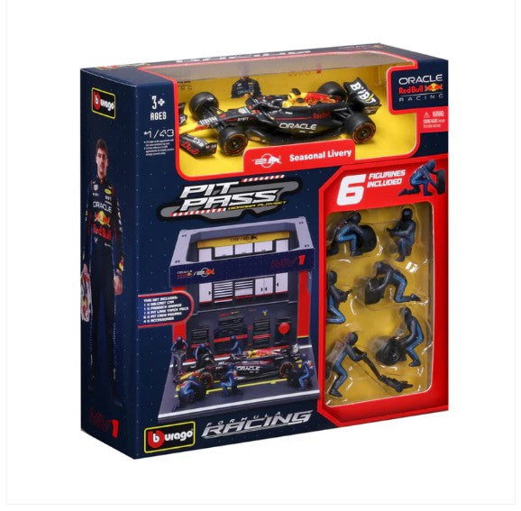 Bburago - 2024 Red Bull F1 Pit Pass Playset - #1 Max Verstappen - 1:43 Scale