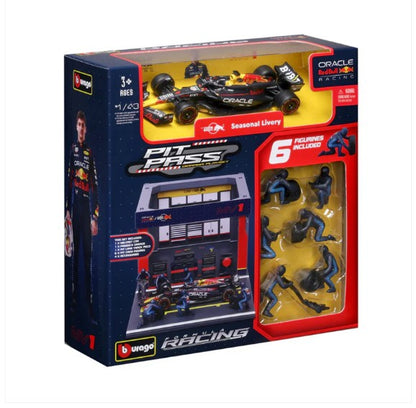 Bburago - 2024 Red Bull F1 Pit Pass Playset - #1 Max Verstappen - 1:43 Scale