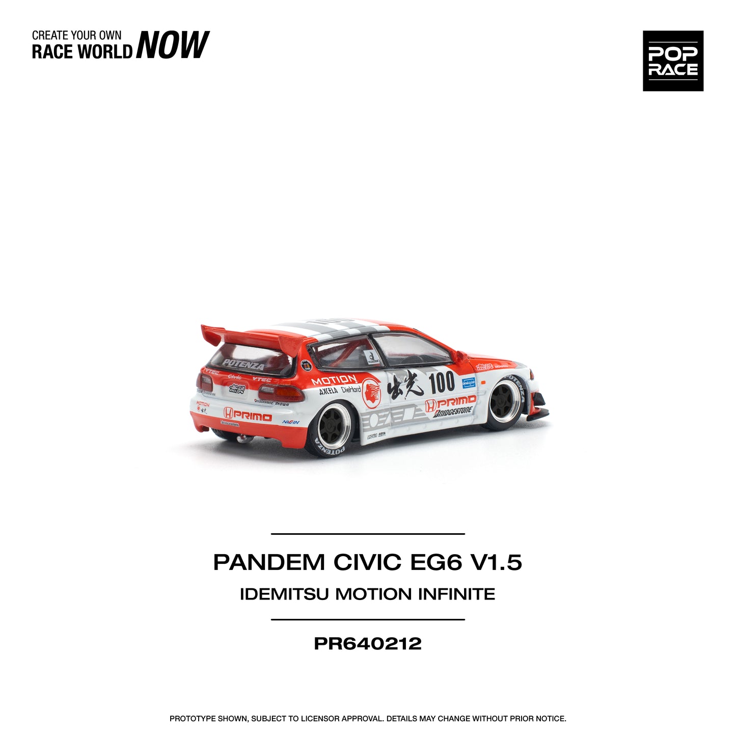 Pop Race - Honda Civic 'Pandem' EG6 V1.5 IDEMITSU MOTION INFINITE - 1:64 Scale