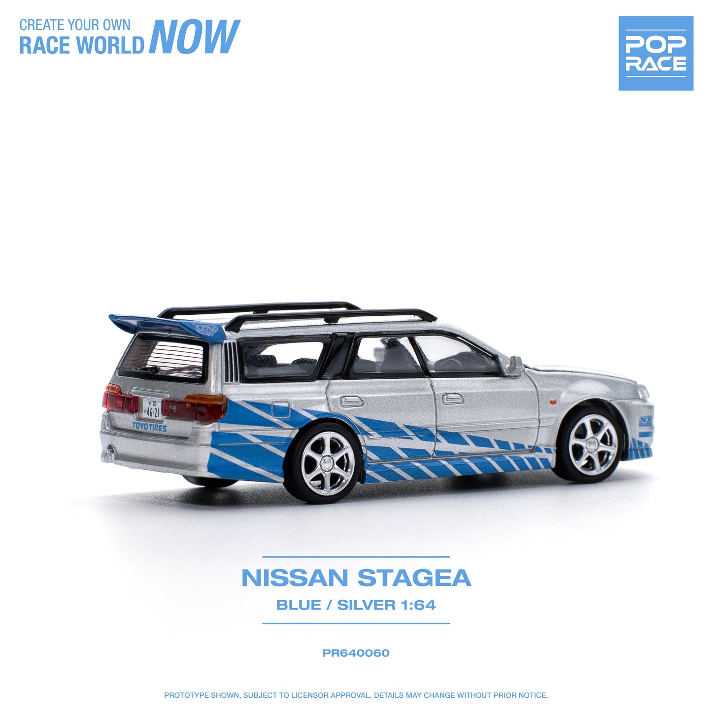 Pop Race - Nissan Stagea Blue / Silver - 1:64 Scale