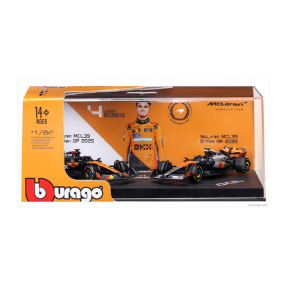 Bburago - 2025 McLaren F1 Formula 1 Team MCL39 - Twin Pack - #4 Lando Norris