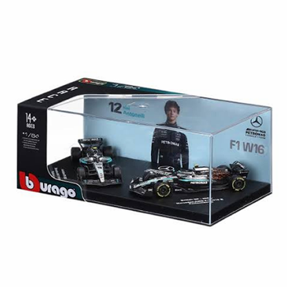 Bburago - 2025 Mercedes-AMG F1 Formula 1 W16 - Twin Pack - #12 Kimi Antonelli