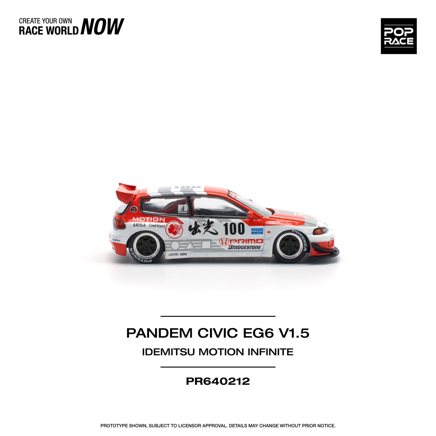 Pop Race - Honda Civic 'Pandem' EG6 V1.5 IDEMITSU MOTION INFINITE - 1:64 Scale