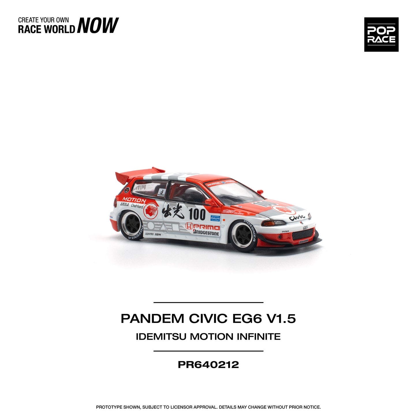 Pop Race - Honda Civic 'Pandem' EG6 V1.5 IDEMITSU MOTION INFINITE - 1:64 Scale