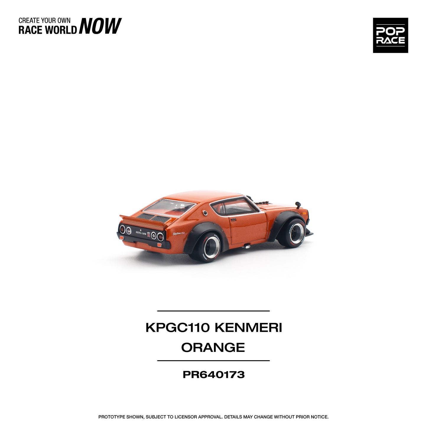 Pop Race - Nissan Skyline KPGC110 Kenmeri (Orange) - 1:64 Scale