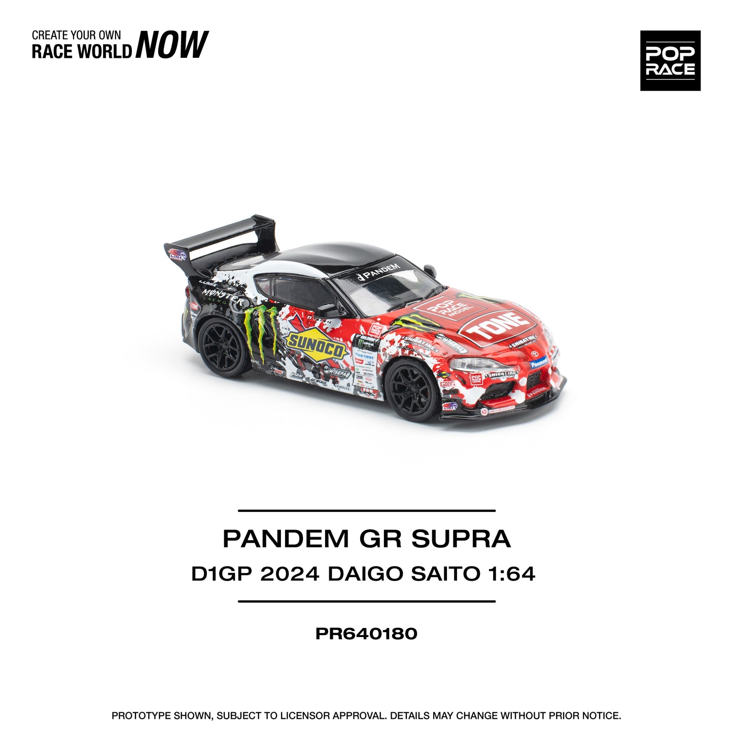 Pop Race -Pandem Toyota GR Supra D1GP 2024 Daigo Saito - 1:64 Scale