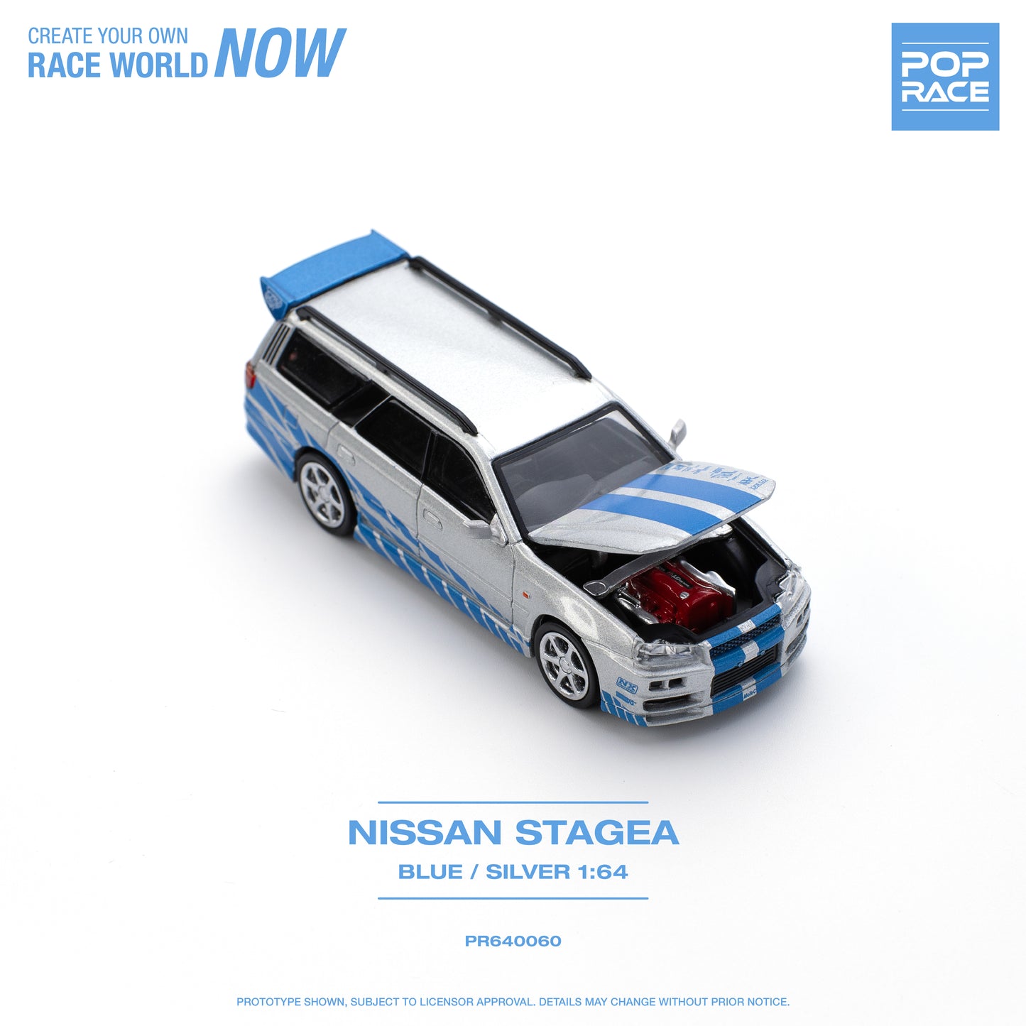 Pop Race - Nissan Stagea Blue / Silver - 1:64 Scale