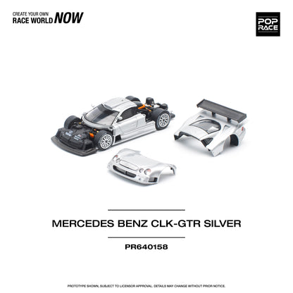 Pop Race - Mercedes-Benz CLK-GTR (Silver) - 1:64 Scale
