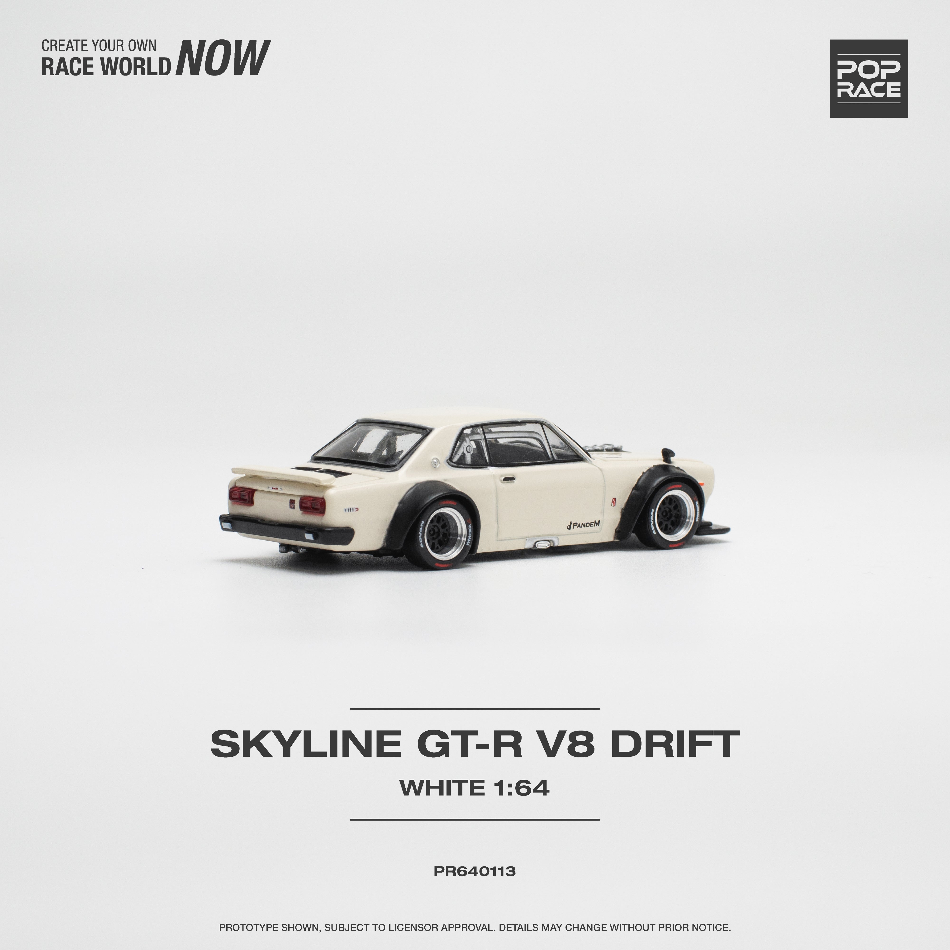 Pop Race - Nissan Skyline GT-R V8 Drift (Hakosuka) White - 1:64