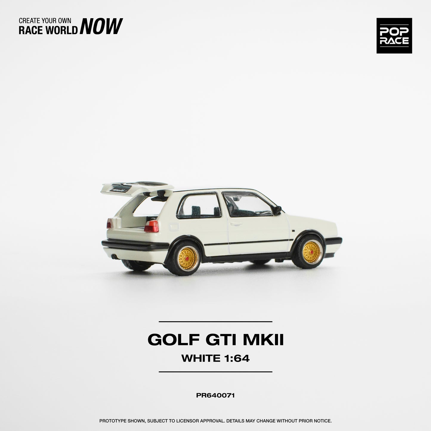 Pop Race - VW Golf GTI MK II White - 1:64 Scale