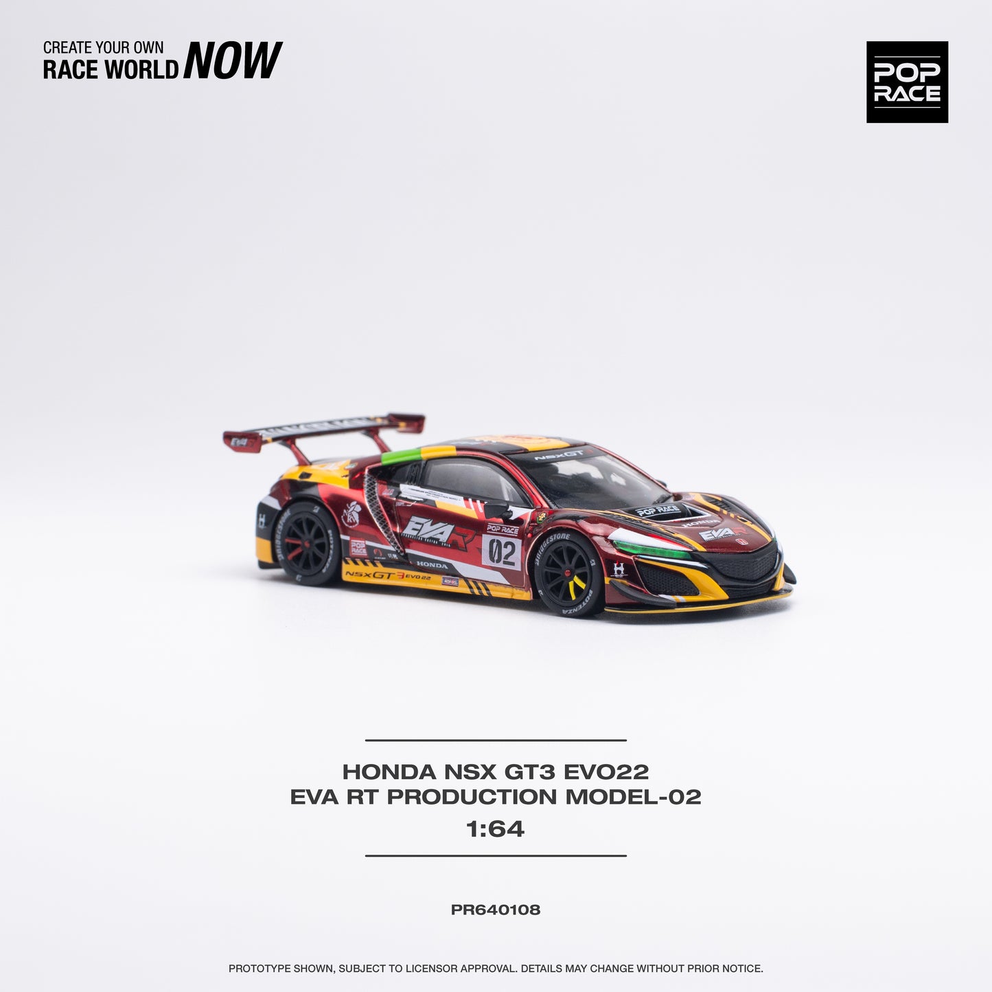 Pop Race - Honda NSX GT3 EVO22 EVA RT Production #02 - 1:64 Scale