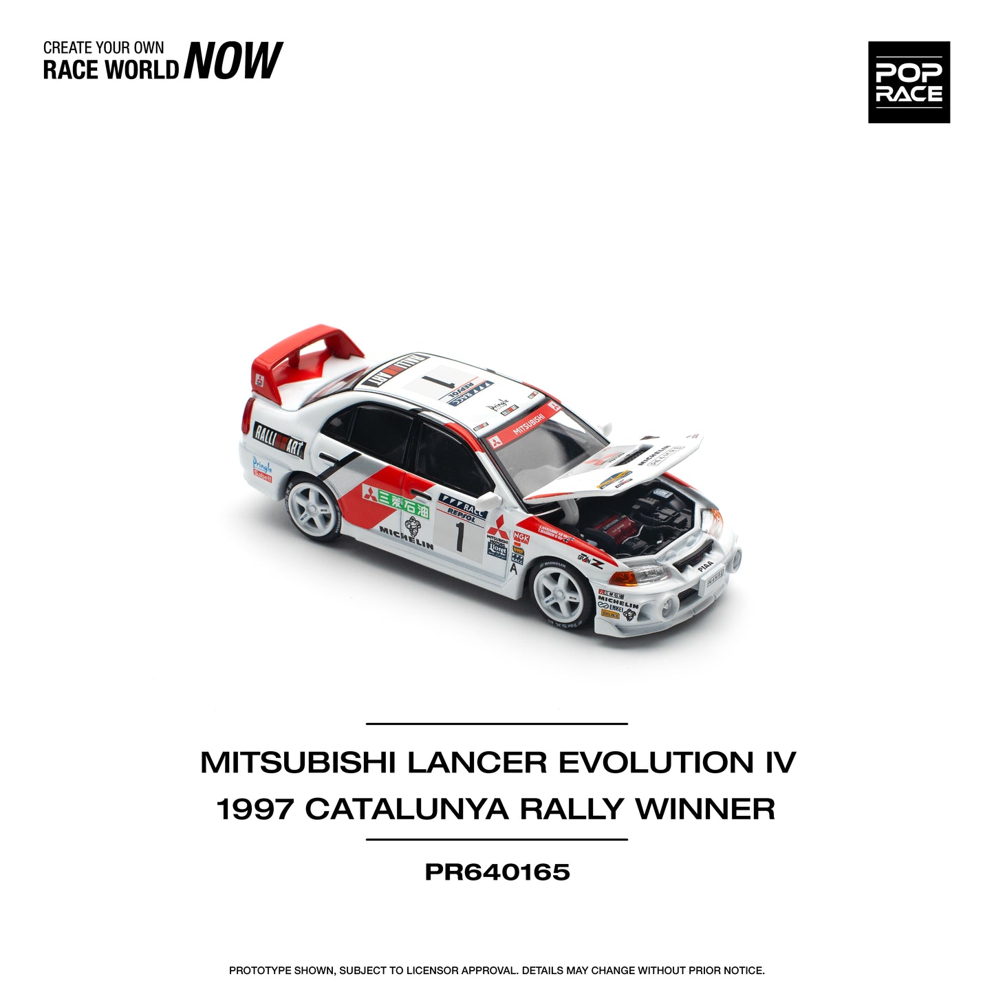 Pop Race - Mitsubishi Lancer Evolution IV 1997 Catalunya Rally Winner - 1:64 Scale