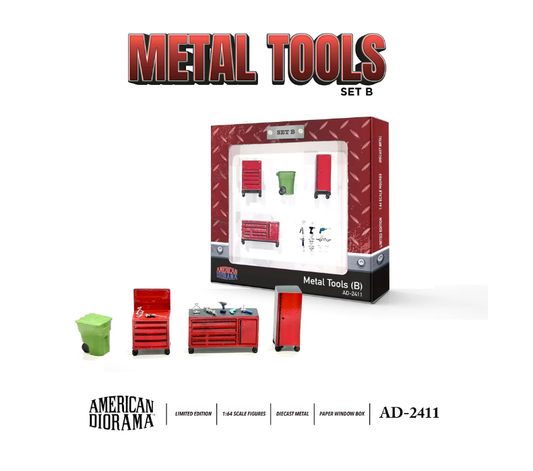 American Diorama - Diecast Accessories 'Metal Tools' (Set B) - 1:64 Scale