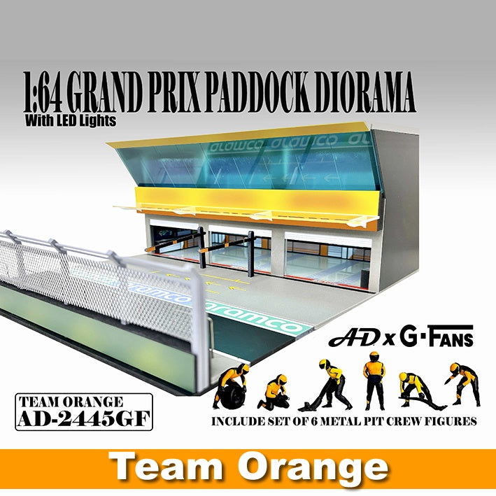 American Diorama x G-Fans - Grand Prix Paddock with Pit Crew - Team Orange