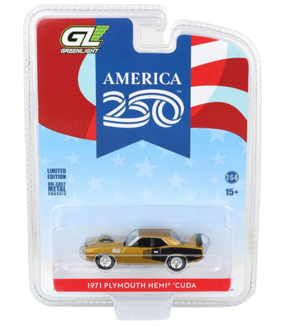 Greenlight - America 250 - 1971 Plymouth Hemi Cuda - 1:64 Scale
