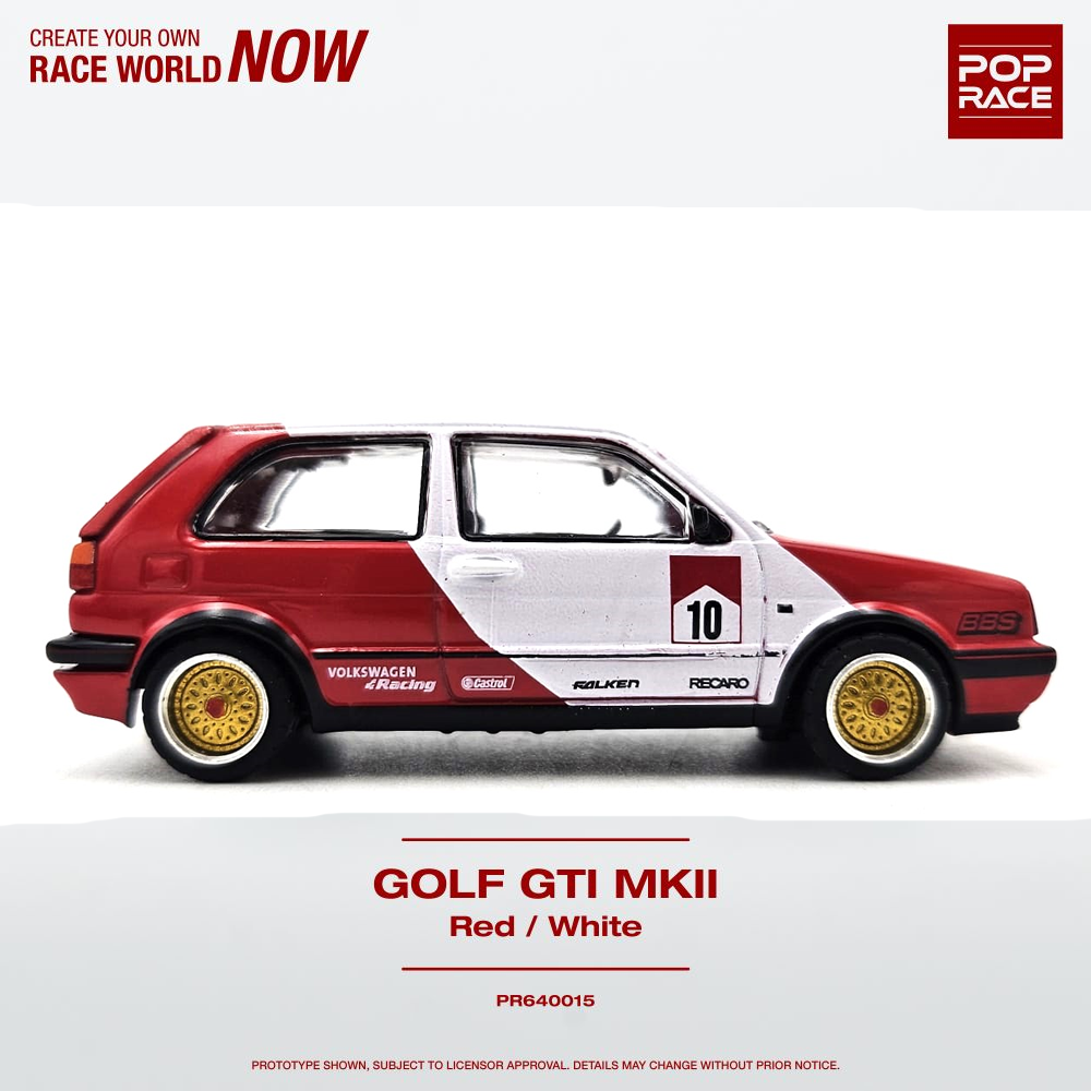 Pop Race - VW Golf GTI Mark II (Red/White) -1:64 Scale