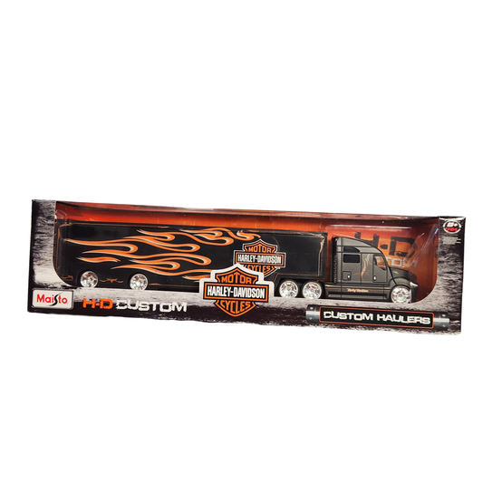 Maisto - 'Harley Davidson' Custom Haulers (Black with Orange Flames)