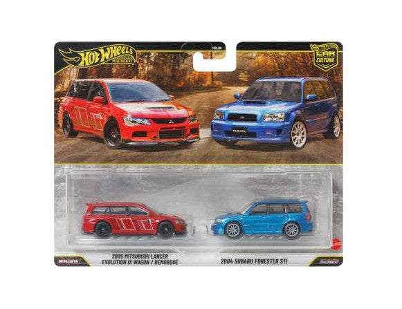 Hot Wheels Premium - Car Culture - 2 Pack - Mitsubishi Lancer Evo IX & 2004 Subaru Forester STI