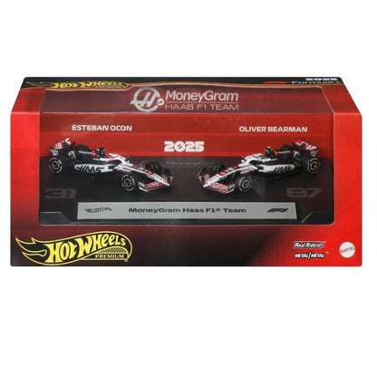 Hot Wheels Premium - 2025 Formula 1 Moneygram HASS F1 Team - 2 Pack (Mix 1)