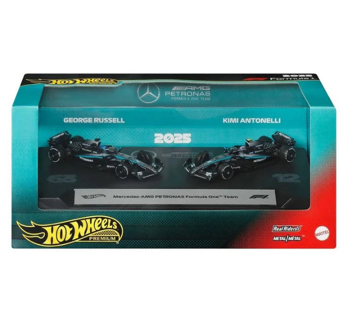 Hot Wheels Premium - 2025 Formula 1 Mercedes-AMG Petronas F1 Team  - 2 Pack (Mix 1)