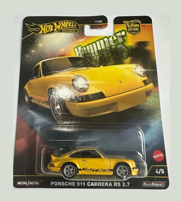 Hot Wheels Car Culture 2025 - Porsche 911 Carrera RS 2.7 Gialla, Serie Hammer Drop, Scala 1:64