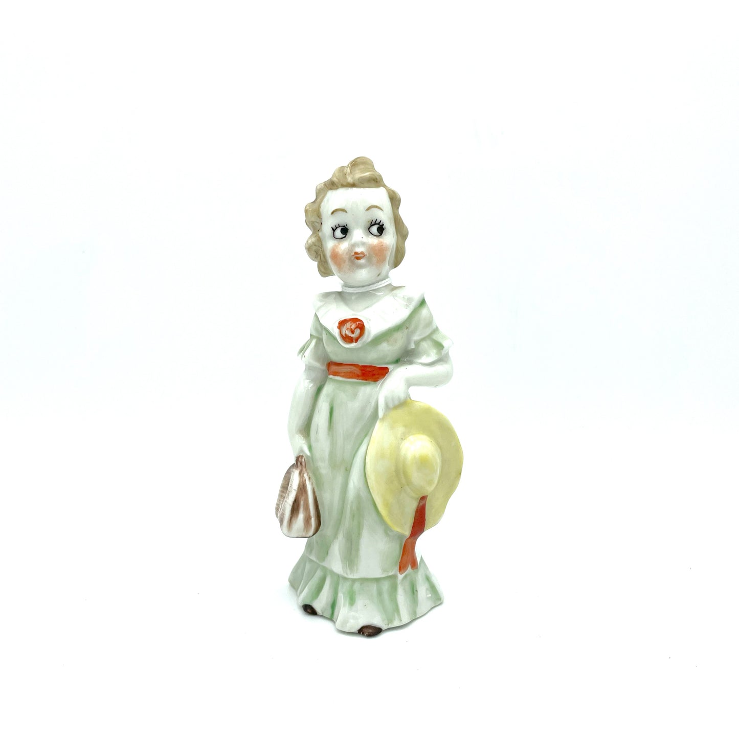 Vintage Ceramic Woman With Hat - 15cm