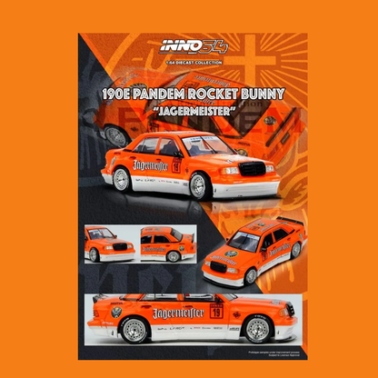 INNO64 - Mercedes-Benz 190e Pandem Rocket Bunny 'Jägermeister' (Orange)