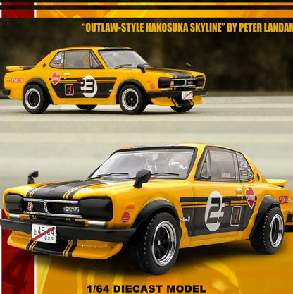 INNO64 - Nissan Skyline 2000GT-R (KGC10) 'Outlaw' Yellow/Black - 1:64 Scale