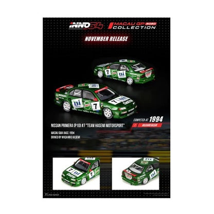 INNO64 - Nissan 1994 Primera (P10) #7 Macau Guia Race - 1:64 Scale
