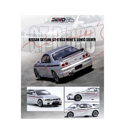 INNO64 - Nissan Skyline GT-R (R33) Tuned 'Mine's' (Silver) - 1:64 Scale