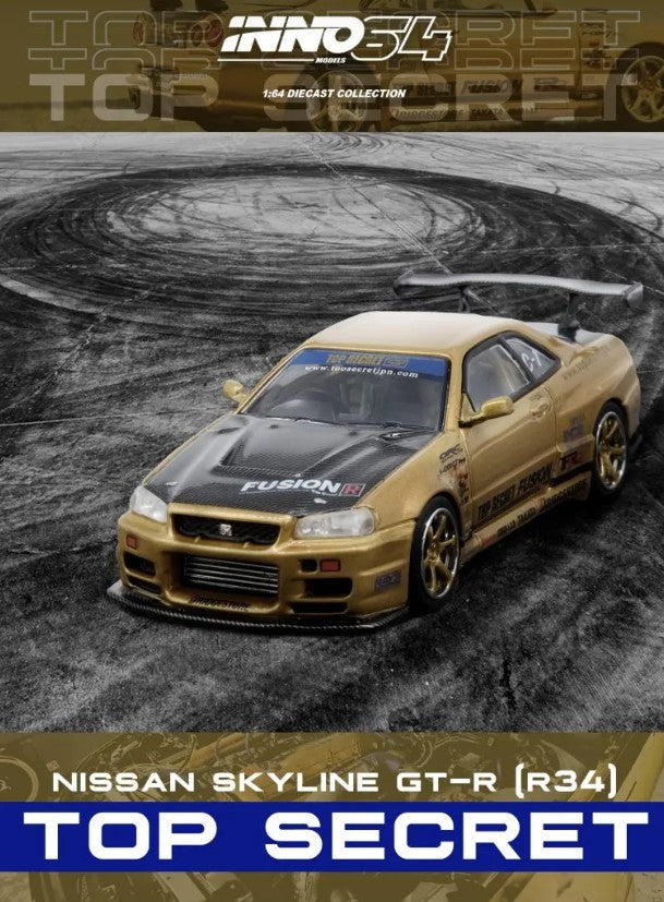INNO64 - Nissan Skyline GT-R (R34) Top Secret (Gold) - 1:64 Scale