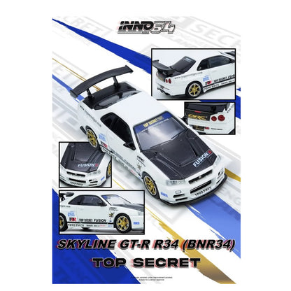 INNO64 - Nissan Skyline GT-R (R34) Top Secret (White) - 1:64 Scale