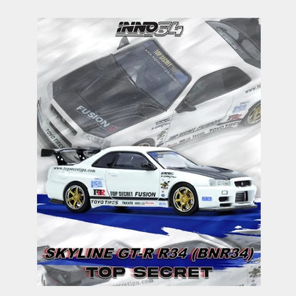 INNO64 - Nissan Skyline GT-R (R34) Top Secret (White) - 1:64 Scale