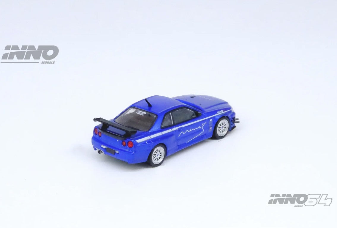 INNO64 - Nissan 1999 Skyline GT-R (R34) V-Spec Tuned 'Mine's' (Blue) - 1:64 Scale