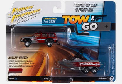 Johnny Lightning - Tow & Go Release 2 - Jeep Cherokee XJ & Boat 'Rescue'