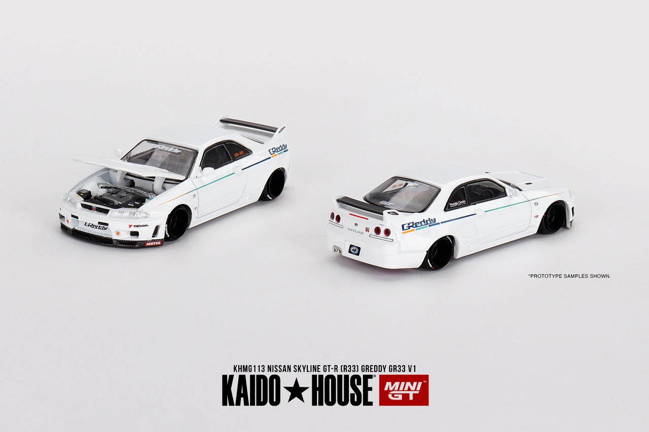 MiniGT - Nissan Skyline GT-R (R33) GReddy GR33 V1 (White)