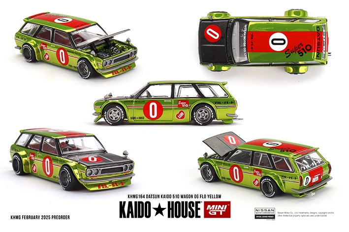 MiniGT - Datsun KAIDO 510 Wagon OG  Flo Yellow/Green