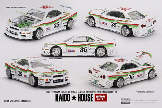 MiniGT - Nissan Skyline GT-R (R34) TAMIYA x KAIDO HOUSE 'The GRASSHOPPER' V1
