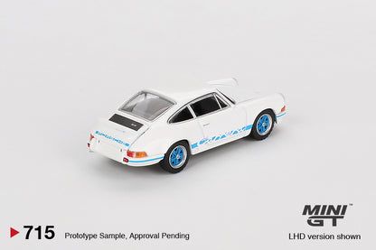 MiniGT - Porsche 911 Carrera RS 2.7 Grand Prix White with Blue Livery