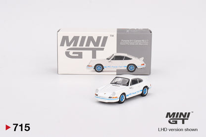 MiniGT - Porsche 911 Carrera RS 2.7 Grand Prix White with Blue Livery