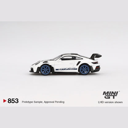 MiniGT - Porsche 911 (992) GT3 RS Weissach Package White with Indigo Blue