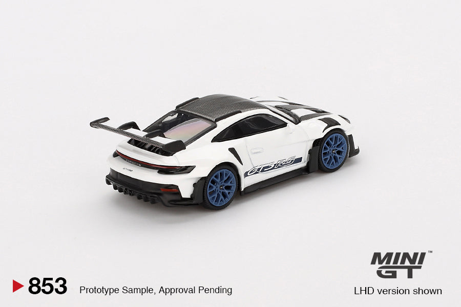 MiniGT - Porsche 911 (992) GT3 RS Weissach Package White with Indigo Blue