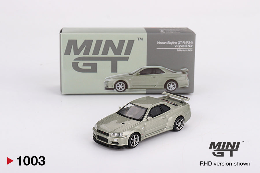 MiniGT - Nissan Skyline GT-R (R34) V-Spec II Nür (Millenium Jade)
