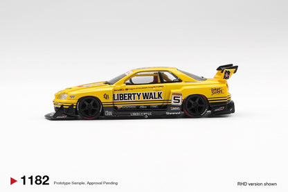 MiniGT - Nissan LB-ER34 Super Silhouette Skyline Liberty Walk #5 (Sport Yellow)